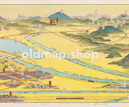 京名所交通図絵 洛南 昭和3年(1928) - 鳥瞰図