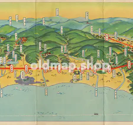 阪和電気鉄道沿線名所案内図 昭和5年(1930) - 鳥瞰図