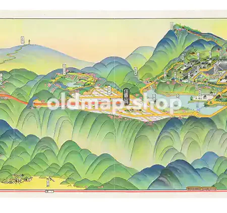 大軌信貴山電鉄交通図絵 昭和5年(1930) - 鳥瞰図