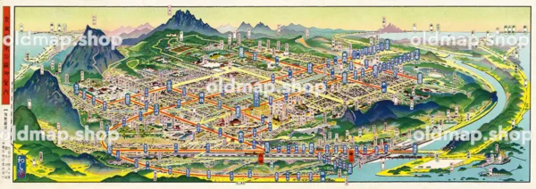 京城電気沿線御案内 昭和4年(1929) - 鳥瞰図