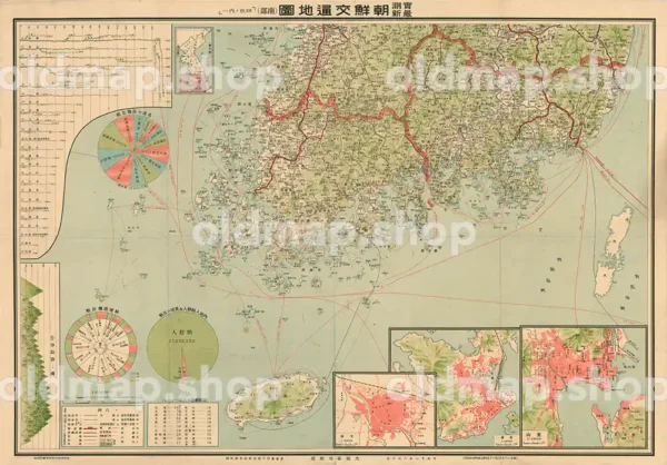 実測最新 朝鮮交通地図 南部 (四枚ノ内一) 大正12年(1923)