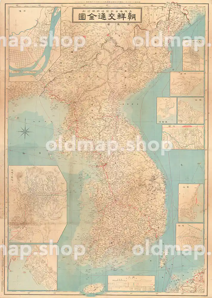 朝鮮交通全図 明治43年(1910) – 古地図 – 古地図データのダウンロード販売-oldmap.shop