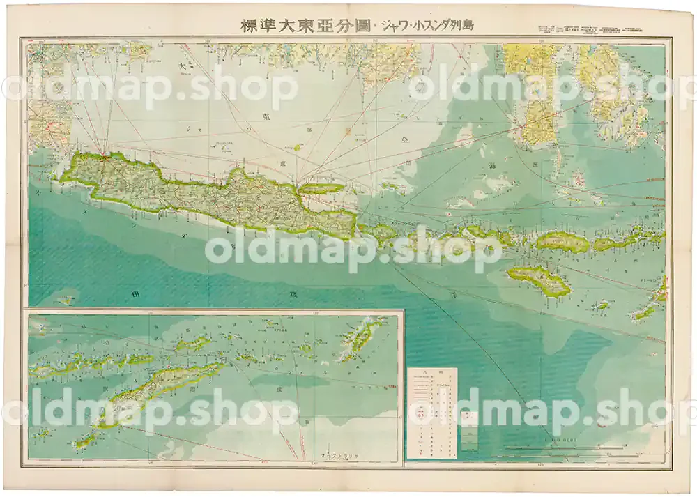 ジャワ・小スンダ列島 昭和18年(1943) – 標準大東亜分図 古地図素材データのダウンロード販売-oldmap.shop