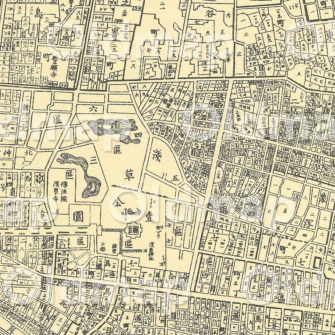 浅草区全図 明治37年(1904) – 東京十五区分 – 古地図素材データのダウンロード販売-oldmap.shop