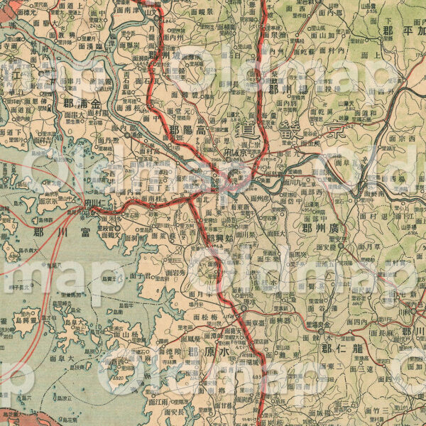 実測最新 朝鮮交通地図 中央部 (四枚ノ内二) 大正12年(1923) - 画像 (2)