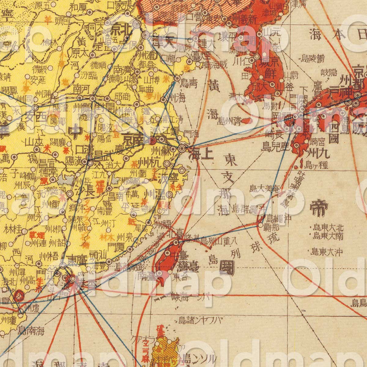 大東亜共栄圏全図 3図 昭和18年(1943) – 満洲帝国分省地図 古地図データのダウンロード販売