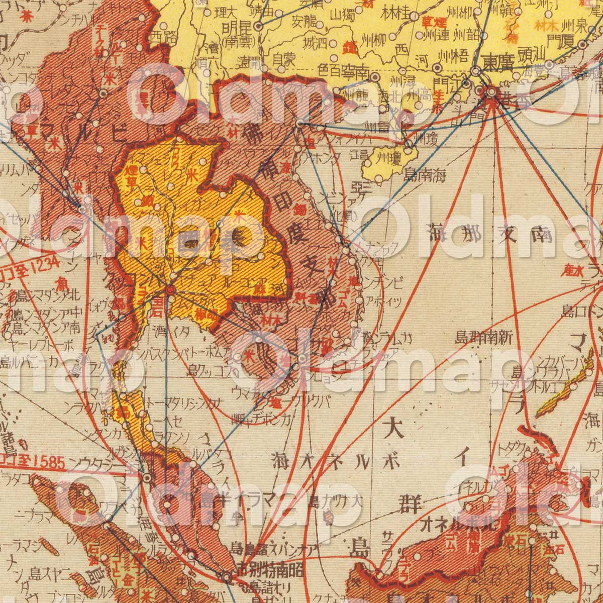 大東亜共栄圏全図 3図 昭和18年(1943) – 満洲帝国分省地図 古地図データのダウンロード販売